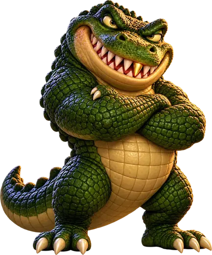 Snappy, arms crossed, looking smug